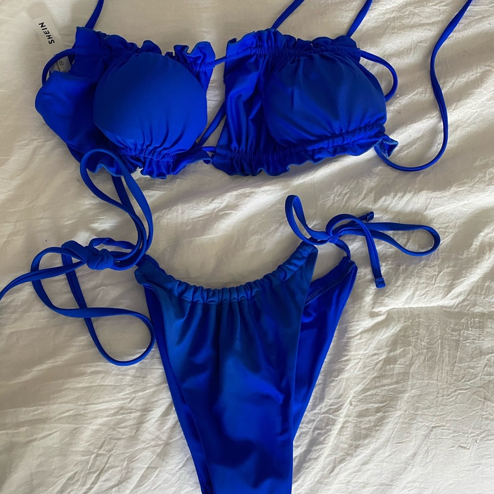 blue shein swimsuit